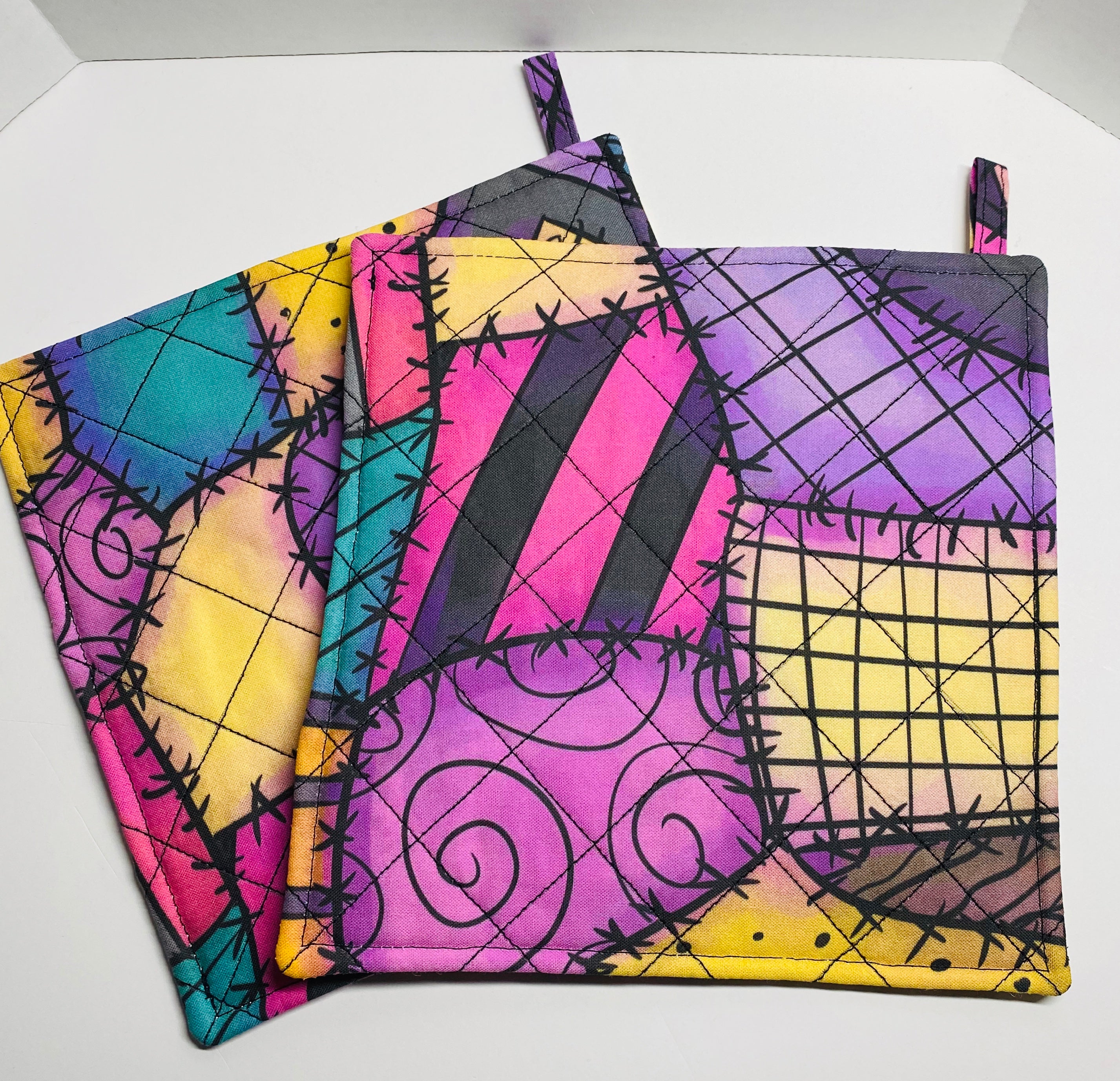 ZNDUO Oven Mitts and Pot Holders Sets, Purple Aperture Art Pattern