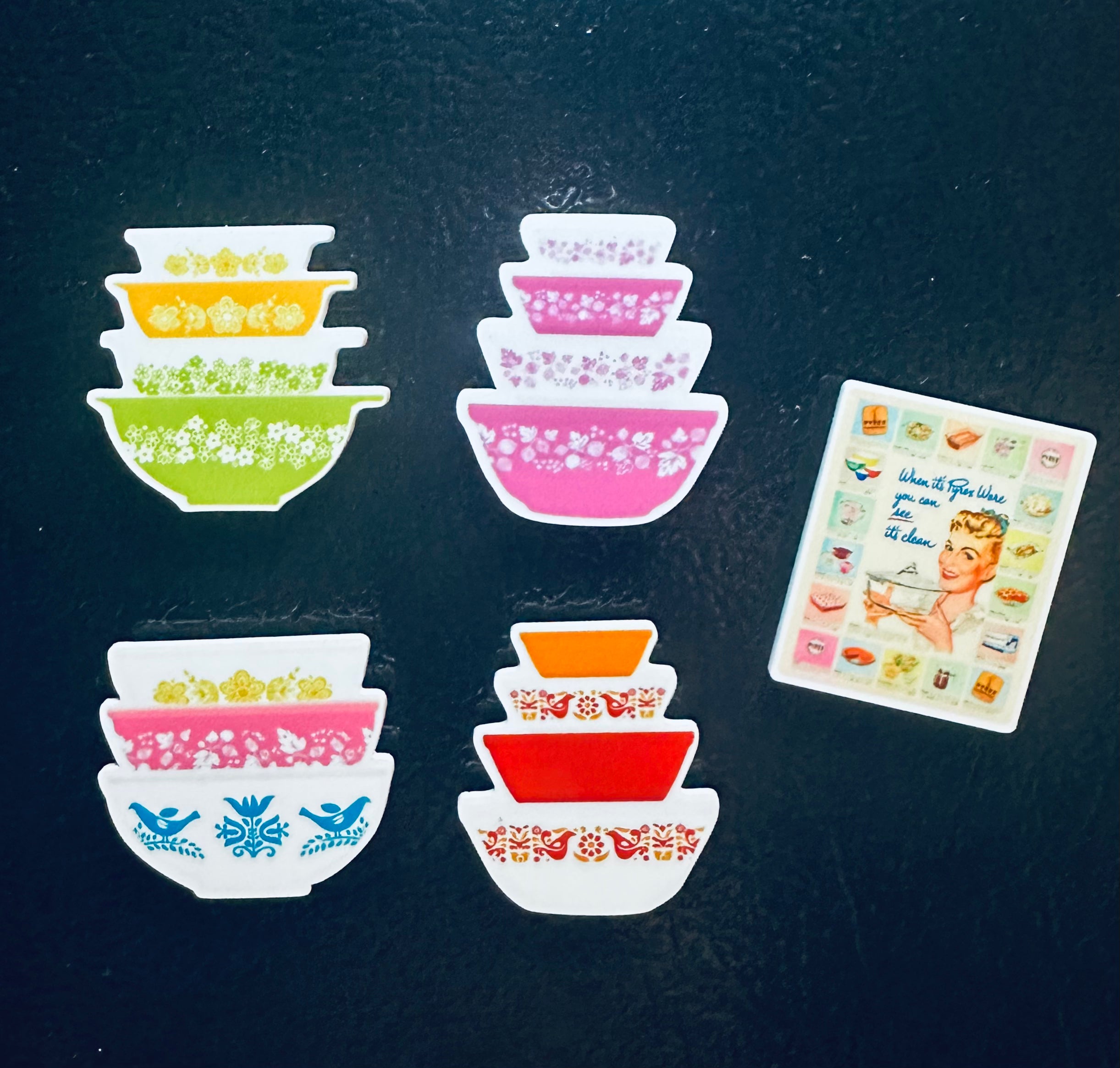 Pyrex inspired magnet set
